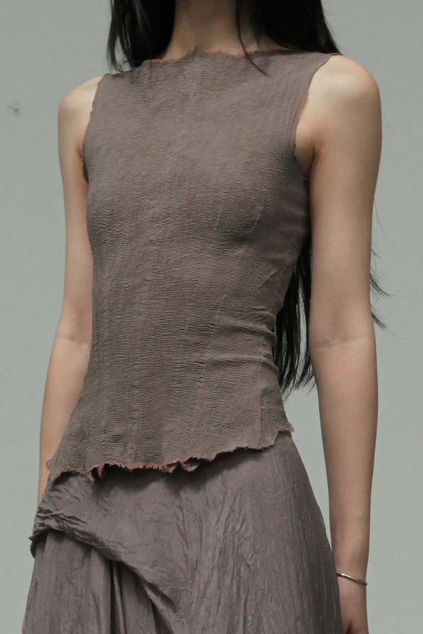 Marc le bihan silk elastic stretch vest 26954 series French handmade MLB-26954-BOIS DE ROSE 26954 E23
